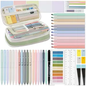 52 PCS Aesthetic School Supplies with Highlighters, Mechanical Pencils, Color Ink Gel pens, Pencil Case, Bible Study Supplies, Pens Pencils and Highlighters Set