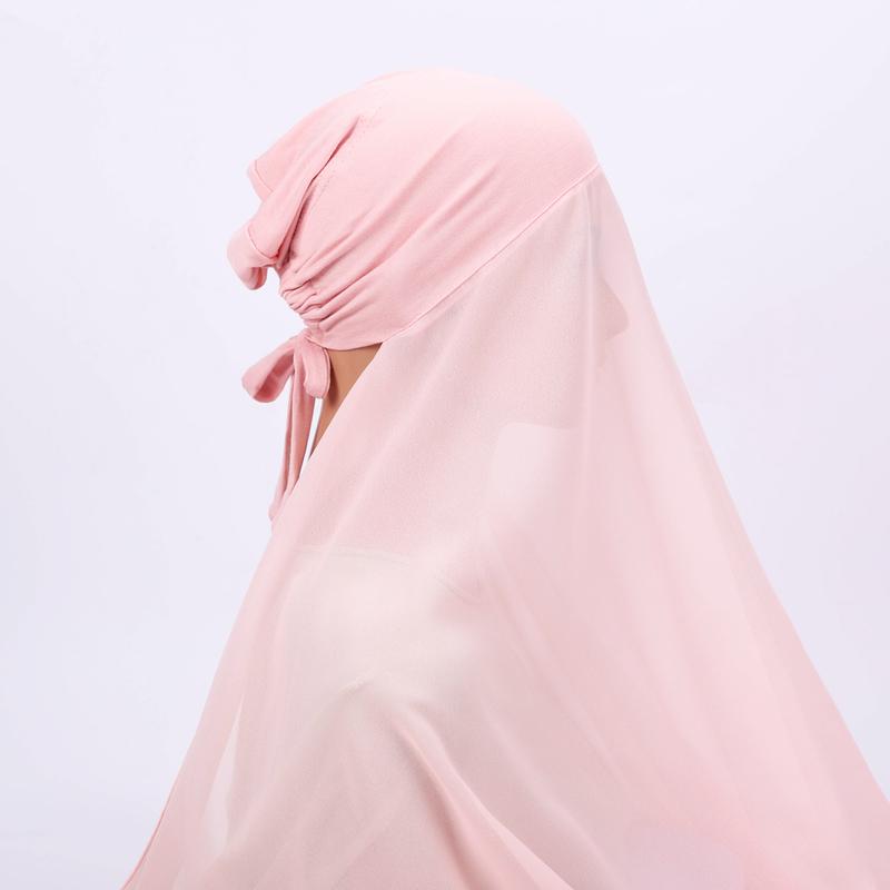 RIMAIRE Women jersey hijab with Inner Cap Sets Premium Chiffon Hijab Muslim Breathable Under Caps Headscarves instant hijab  with  cap Sheerhijabs Tudung