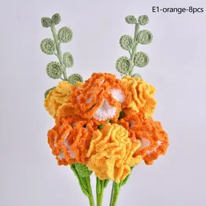 8Pack Carnation Crochet Flowers,Handmade Knitted  Bouquet, ,Gift for Mom,Valentine's Day - Spring Home Decor