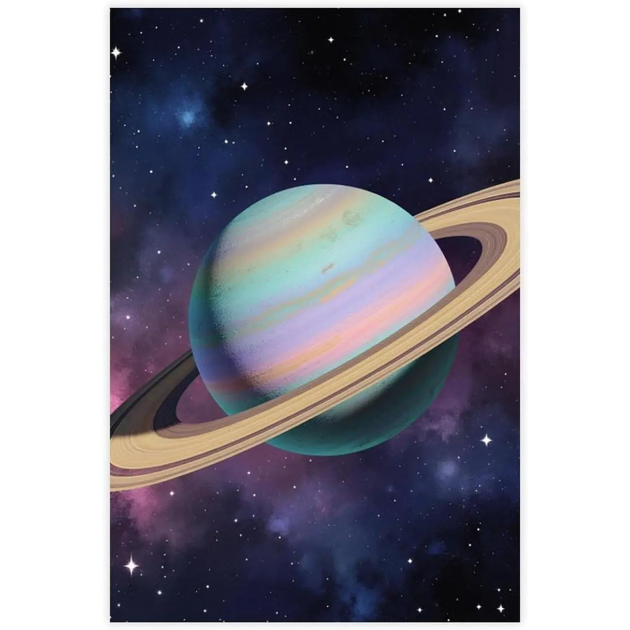 Pastel Saturn Space Art Galaxy Wall Decor Celestial Planets Painting Cool Artworks Painting Wall Art Canvas Prints Hanging Picture Home Decor Posters