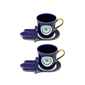 Turkish Cup With Saucer | 1 Set - Elegant Design for Enjoying Coffee or Tea in a Versatile Cup Ceramic Drinkware