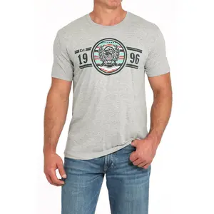 Cinch Men’s Gray Multi Colored Logo Tee