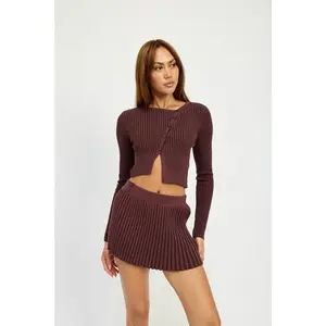 RIBBED ASYMMETRICAL CARDIGAN TOP