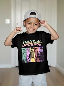 Toddler Boys' "SAVABOYS" Anime Group Graphic T-Shirt - Short Sleeve Casual Tee