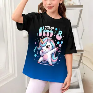 8th Birthday Girl Dabbing Unicorn Bruh I'm 8 Years Old Girls T-Shirt