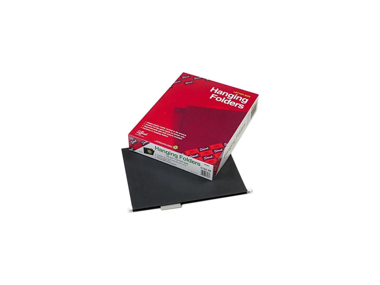 Smead 64062 Hanging File Folders, 1/5 Cut, 11 Point Stock, Letter, Black, 25/Box