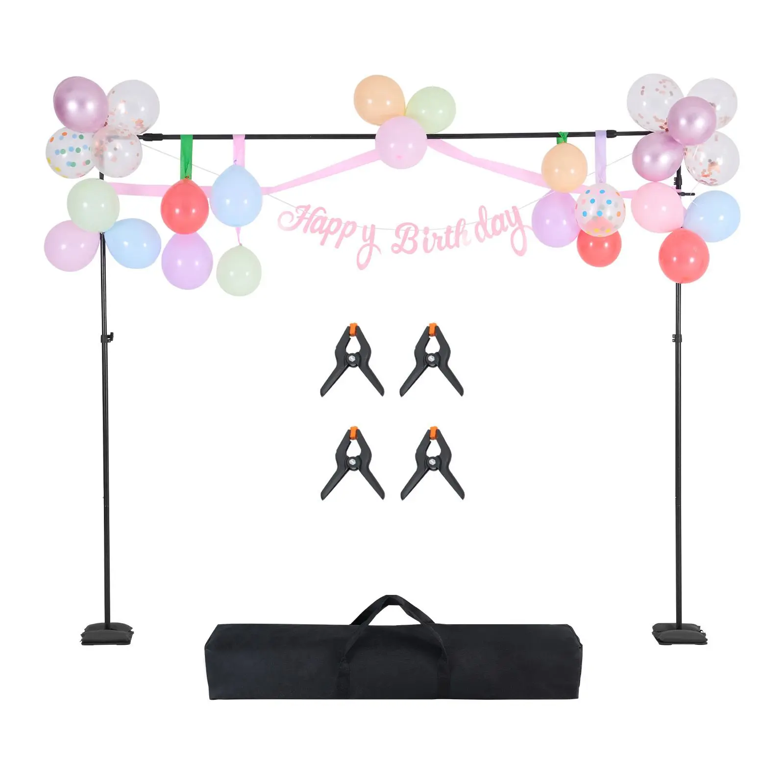 Backdrop Stand, 8.5 x 10 ft Adjustable Photo Backdrop Stand Kit, Portable Background Backdrop Stand with 7 Crossbars, Heavy Duty Projector Screen Stand, for Wedding, Photo Video Studio & Party