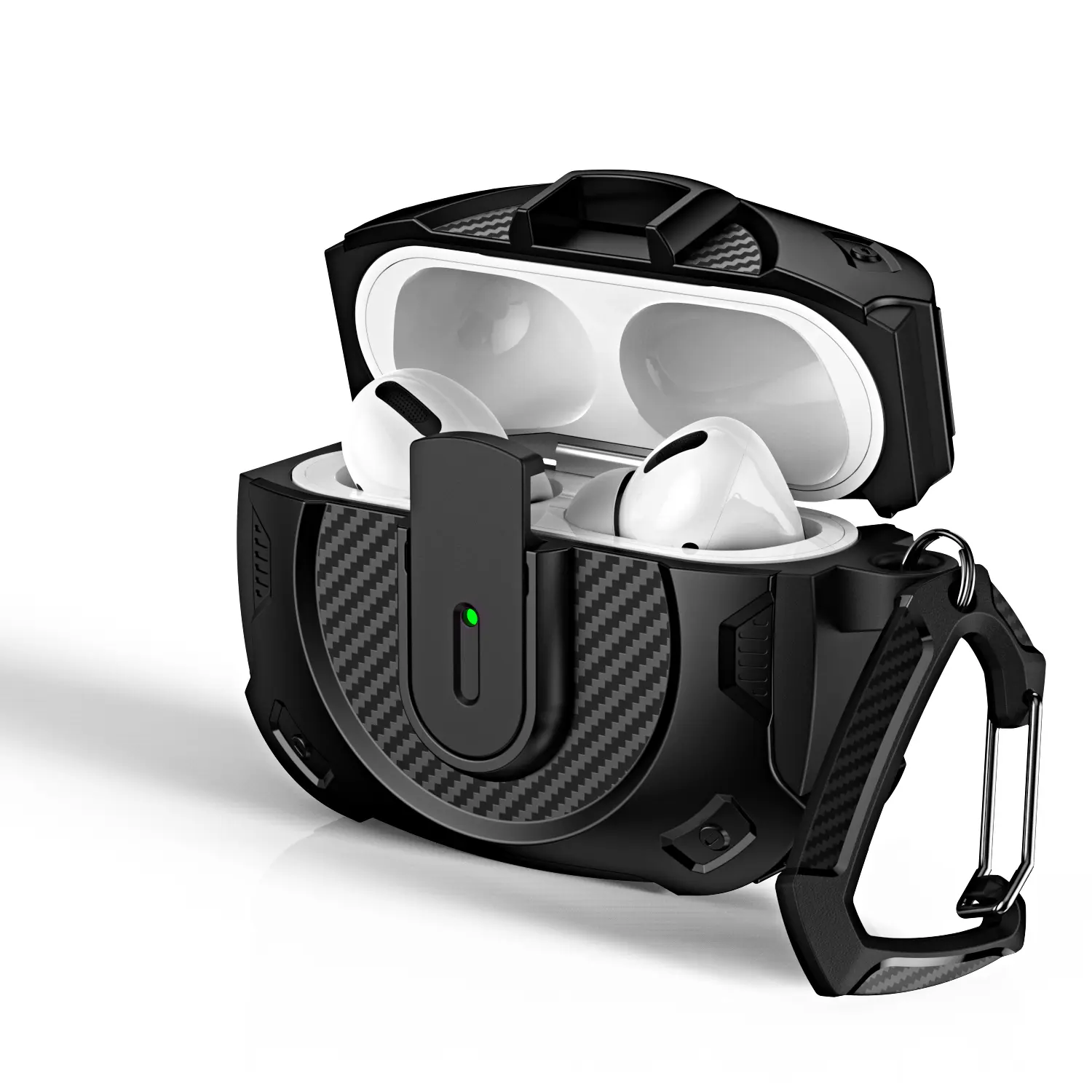 AirPods 4th Generation Case , Compatible with MagSafe, Powerful Drop Protection, Magnetic Lid, Black Cover Metal Portable