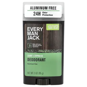 Every Man Jack Deodorant, Aluminum Free, Surf + Cypress, 3 oz (85 g)