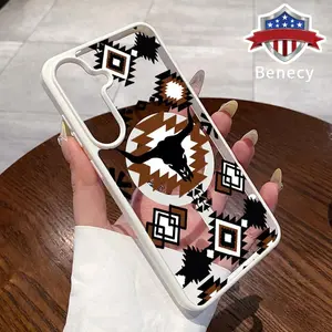 Magnetic Phone Case Supports Wireless Charging Compatible with Galaxy S23 Ultra S24 Plus FE S25 S22+ Retro Western Cowboy Pattern Anti-Yellowing Shockproof durable ultra-thin Crystal Transparent Acrylic Cover