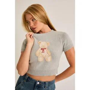 You Are Beary Special Short Sleeve Crew Neck Sweater Top