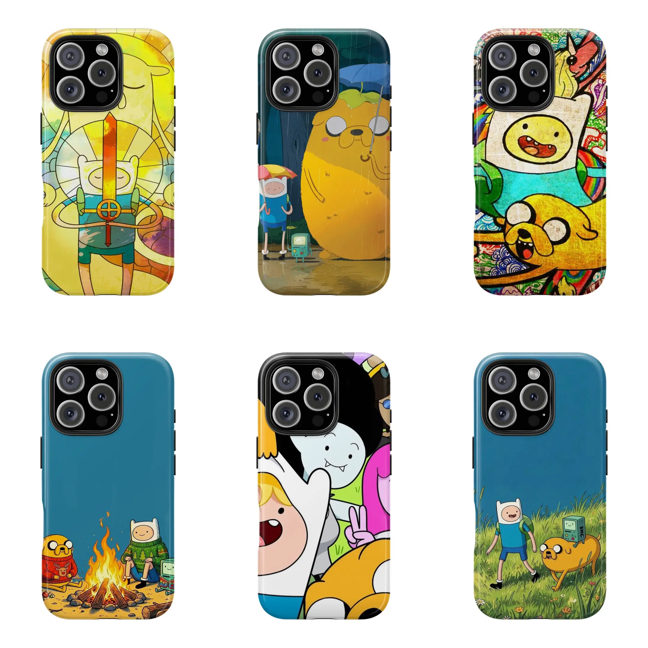 Magnetic Retro Cartoon Adventure Time Phone Case for iPhone 17/16/15/14/13/12/11 Pro Max Plus, Glossy Durable Polycarbonate Shockproof Cover with Finn, Jake, BMO, Princess Bubblegum, Marceline Design, Wireless Phone Accessories for Protection