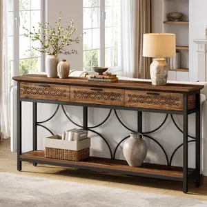 Tribesigns 70.9-Inch Console Table With Drawers for Entryway, Living Room, Foyer - Unique Design and Extra Storage
