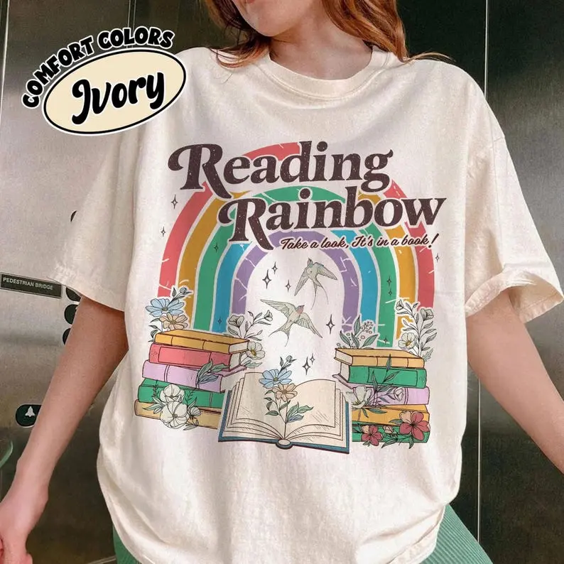 Comfort Colors Reading Rainbow T-shirt, Take A Look Its In A Book Tee, Librarian Gift, Book Lover Shirt, Teacher Tee