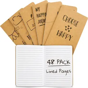 Kraft Notebooks Bulk, 80 Lined Pages, 4 x 5.75 in Mini Journals for Writing, Drawing, Doodling, Student Gifts, Teacher Appreciation, Classroom Supplies, Small Notebook Set - 48 Pack