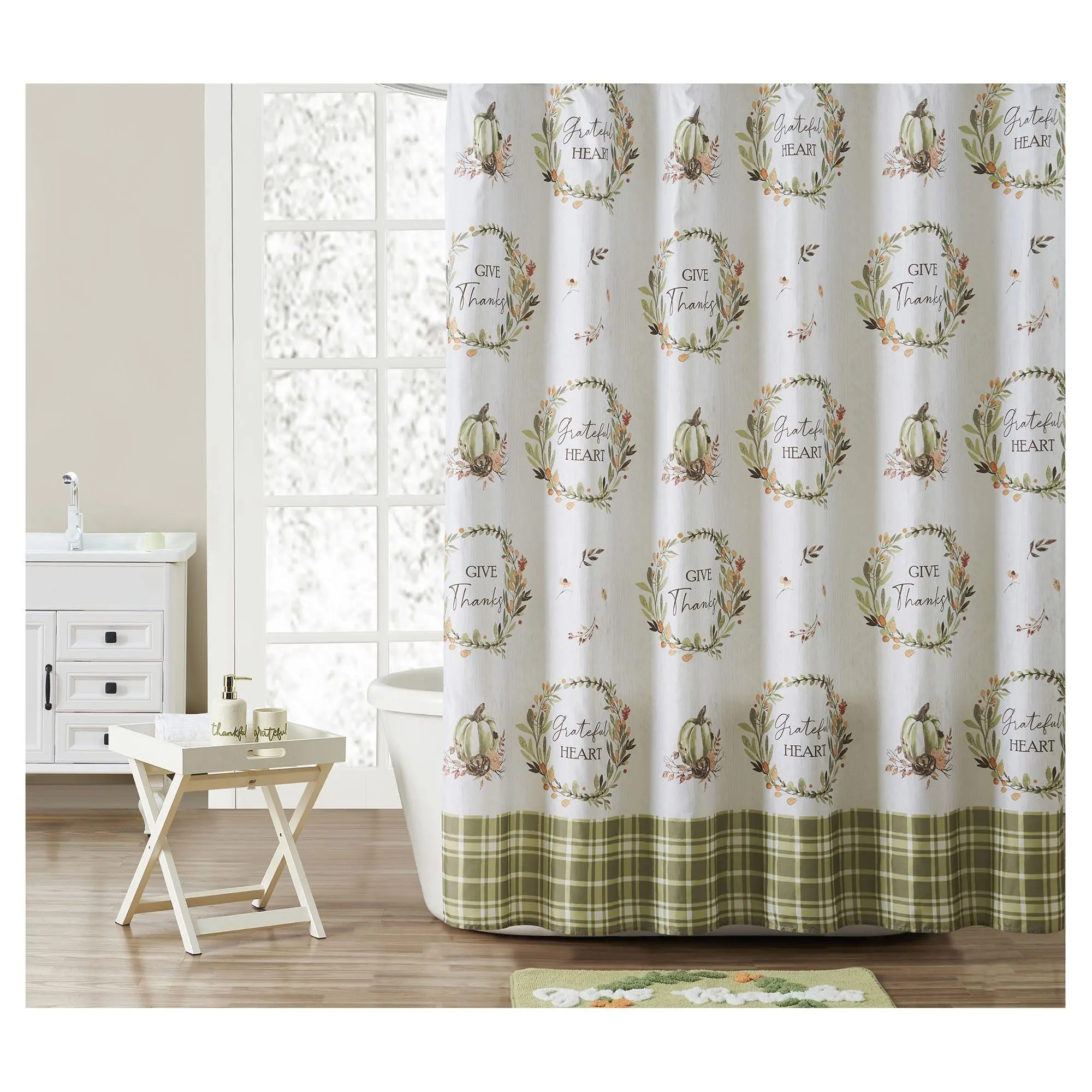 VCNY Home Autumn Leaves 16-pc Words Shower Curtain Bath Set