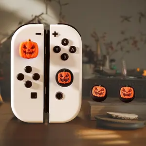 Halloween Themed Game Controller Thumb Grip Cap, 4 Counts Soft Silicone Game Controller Thumb Stick Cap, Game Console Accessories for Nintendo Switch OLED Lite