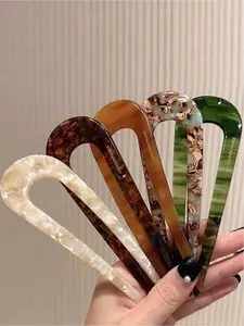 5-Piece Retro U-Shaped Hairpin Set, Acetate Hair Sticks for Elegant Updos, Vintage Style Hair Accessories, Perfect for Special Occasions