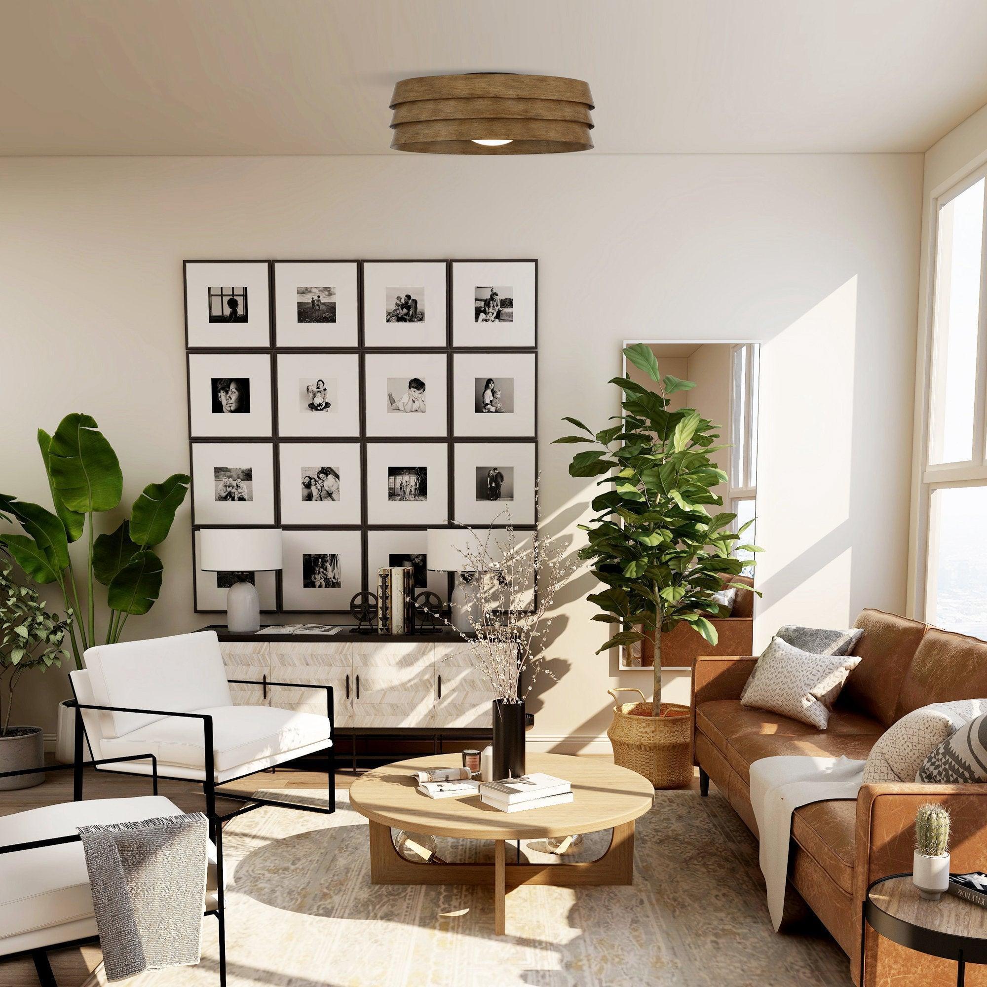 22" Farmhouse Flush Mount Reversible Ceiling Fan with LED Lighting & Remote Control