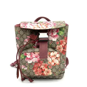 Pre-owned GUCCI Canvas Coated Backpack Buckle Blooms Print GG Red Small W/N/A #4703