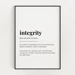 Integrity Definition Print, Integrity Definition Poster No Frame
