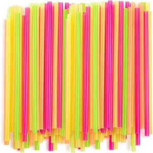 [100 Pack] 8mm Wide Smoothie Straws Disposable Plastic Boba Straws For Milkshake, Assorted Colors