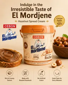 CEBON Hazelnut-Rich Cream Rocher Spread, 600g Palm Oil-Free, Delectable Roasted Nut Pieces, Versatile Pantry Preserve for Youth-Focused Tartines, Snacks