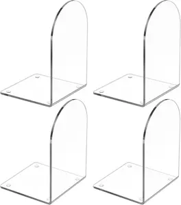 Acrylic Bookends 4 Pcs Clear Book Ends Heavy Books Bookend Holders Shelves