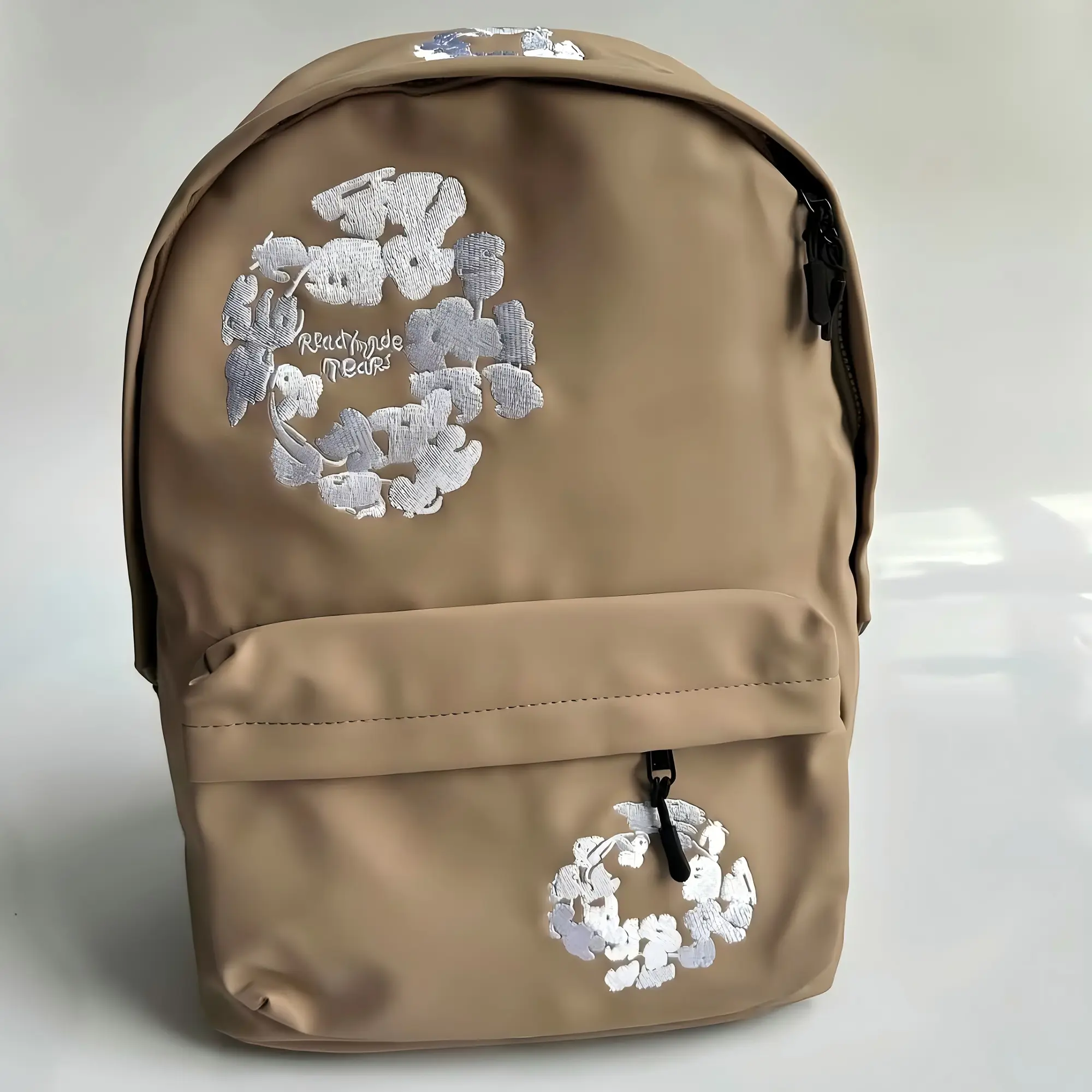 READYMADE x Denim Tears Cotton Flower Wreath Embroidery Backpack, Premium Smooth Nylon Water Repellent Large Backpack, Casual Streetwear Computer Book Bag For Students & Travel