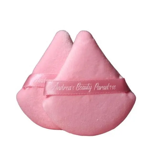 Pink powder puff 2-pack reusable triangular for face powder Pink powder puff 2-pack reusable triangular for face powder