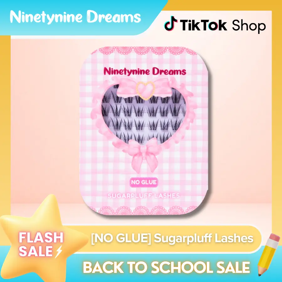 Ninetynine Dreams [NO GLUE] Sugarpluff Self-Adhesive Lashes | 9-13mm C Curl Press-On No Glue Required Lash Clusters - Fluffy Spiky Cat-Eye Anime Manhua Style Beginner-Friendly Reusable Lightweight Daily Eyelashes with Ultra-Thin Self-Stick Jelly Band