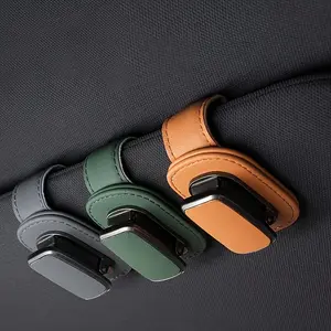 PU Leather Car Sun Visor Clip Sturdy Glasses Holder Dashboard Console Organizer Secure Eyewear Storage Accessory for Auto Interior Sun Visor for Car