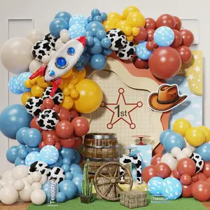 Western Cowboy Balloon Arch Kit Sand White Blue Yellow Retro Farm Party Decor Garland Set