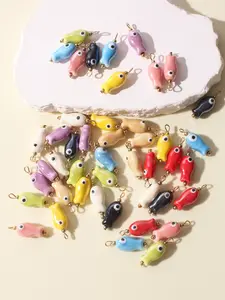 5pcs Colorful Ceramic Fish Pendants, DIY Jewelry Accessories, Necklace Earring Making Supplies (colors Random), Marine Life Design