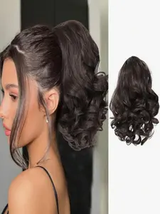 8inch Drawstring Style Short Wavy Curly Ponytail Pony Tails Natural Dark Brown Natural LooFKing Synthetic Hairpiece For Women Drawstring Bun Synthetic Highlight Hair Pieces Extension Synthetic Extensions For Women