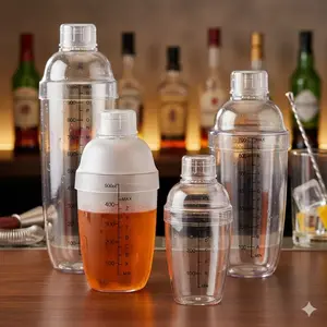 Portable Bartending Kit: 4-Piece Leakproof Cocktail Shaker Set with Precise Measurements, Non-Slip Grip & Detachable Design for Home Bar, Camping, Car Travel. DIY Drinks, Iced Coffee, Milk Tea. Anti-Mold Easy-Clean System.