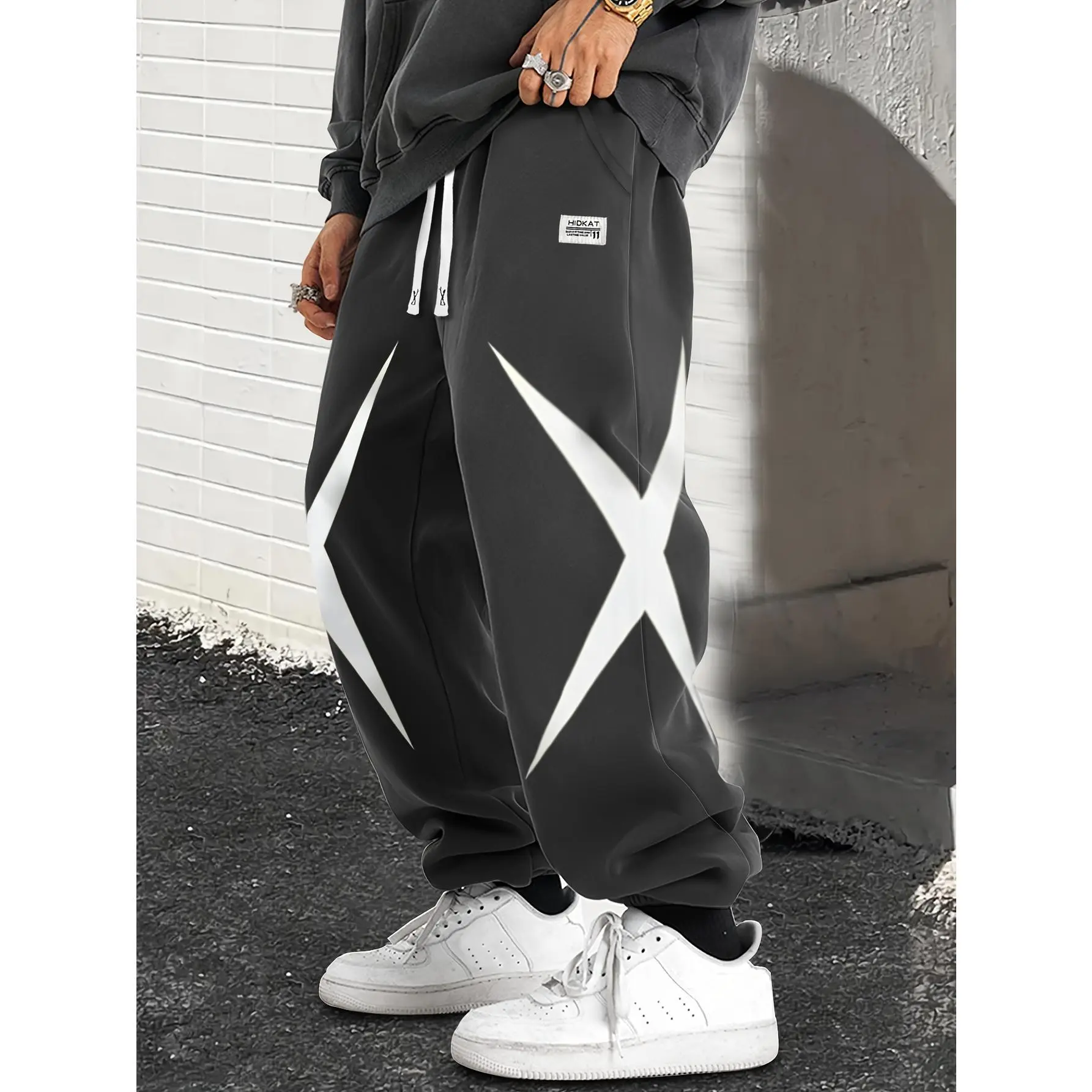 Men's Reflective Star Graphic Loose Joggers, Drawstring Casual Sweatpants for Streetwear & Daily Wear