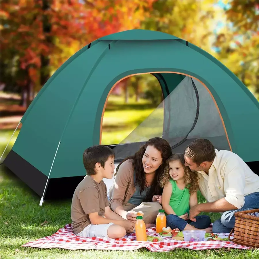 Suitable for 2-3 people, double-door tent, waterproof and windproof family tent, lightweight and portable pop-up tent, suitable for camping, hiking, mountain climbing or beach use, easy to set up, adventure handbag