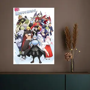 Hot TThat Time I Got Reincarnated as a Slime Poster HD Heavy-Duty Self-Stick Waterproof Wall Decor Tool-Free Install Durable & Reusable Conceals Wall Flaws Elevates Home Style Perfect for Living Room Bathroom & Kitchen Easy Apply & Remove