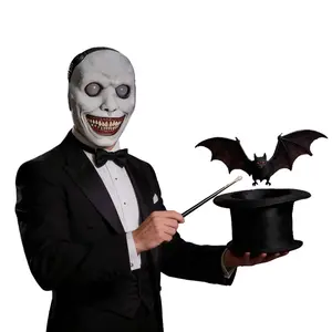 halloween  costume  funny，Classic Smiling Devil Mask - White Eyes, Mouth, Blood Teeth Style, April Fool's Day Trick Prop, Halloween, Easter Cosplay Makeup Ball Party Dress Up