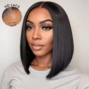 [HD Lace Wig] Wiggins Hair 13x4 HD Lace Front Wig Natural Black Straight Bob Wig Human Hair Pre Plucked with Natural Hairline Short Bob Wig