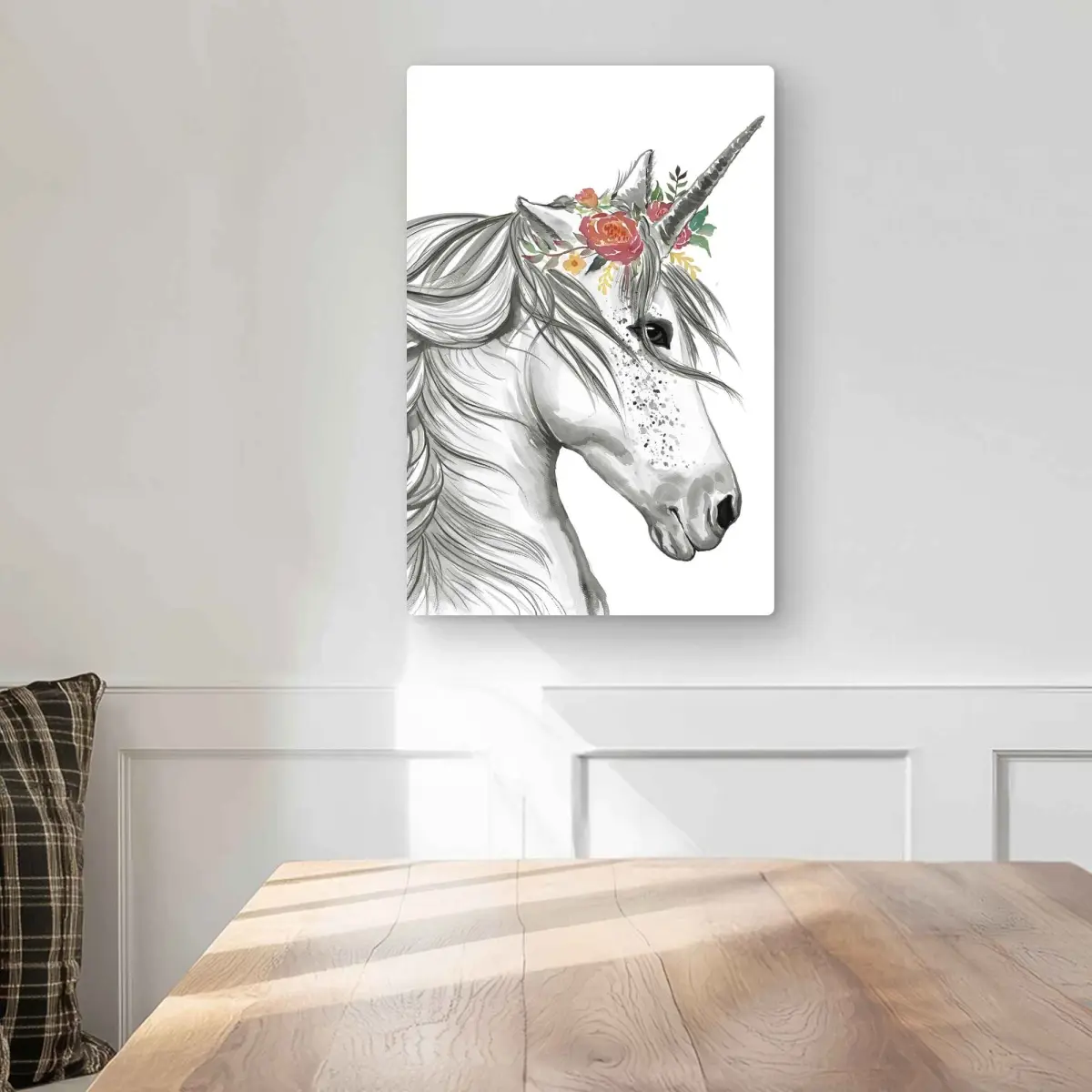 Begin Home Decor C1MP12182RDQCQ 12 x 18 in. Magic Unicorn - Illustrated Metal Print Wall Art for Bedroom Decor