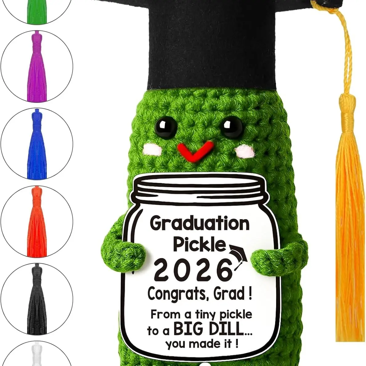 Funny Handmade Crochet Graduation Gift, Cute Cucumber Keychain, Perfect for High School and University Graduates, Unique Graduation Card