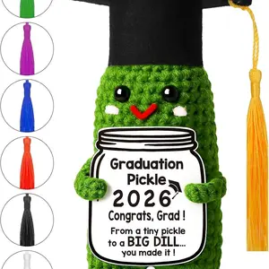 Funny Handmade Crochet Graduation Gift, Cute Cucumber Keychain, Perfect for High School and University Graduates, Unique Graduation Card