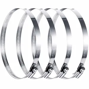 4 Pieces Adjustable 304 Stainless Steel Duct Clamps Hose Clamp 10 Inch