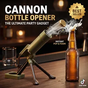 Mortar Bottle Opener, Hands-Free Beer Opener, Tactical Cap Launcher, Funny Bar Gadget for Home and Party