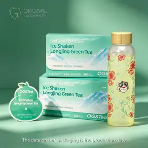 Live Special BOGO 2 Cartons Cold-brewed Iced Longjing Tea (1 Carton 30g 3g×10packs)×2 With Color Changing Glass Water Bottle Summer West Lake Longjing Green Tea And Matcha