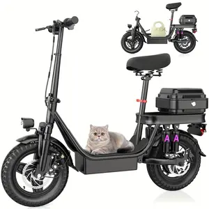 Powerful Electric Bike,Family Adventure E-Bike,Power electric scooter,740W Motor with Seat,48v15Ah Battery,330lb Load for Grocery & Trails - 20mph Speed/25+Mile Foldable, Dual Suspension,parenting hacks,outdoor scooter