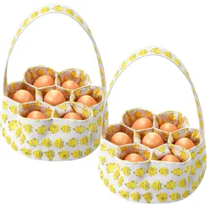 2-piece egg basket set, mini egg collection bag, collection basket with 7 pockets, suitable for Easter, farmhouses, chickens, ducks, geese, housewives, garden transportation and storage, dimensions: 8 inches * 2.6 inches