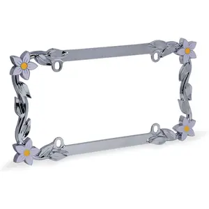 19130 Daisy License Plate Frame, Chrome/Painted